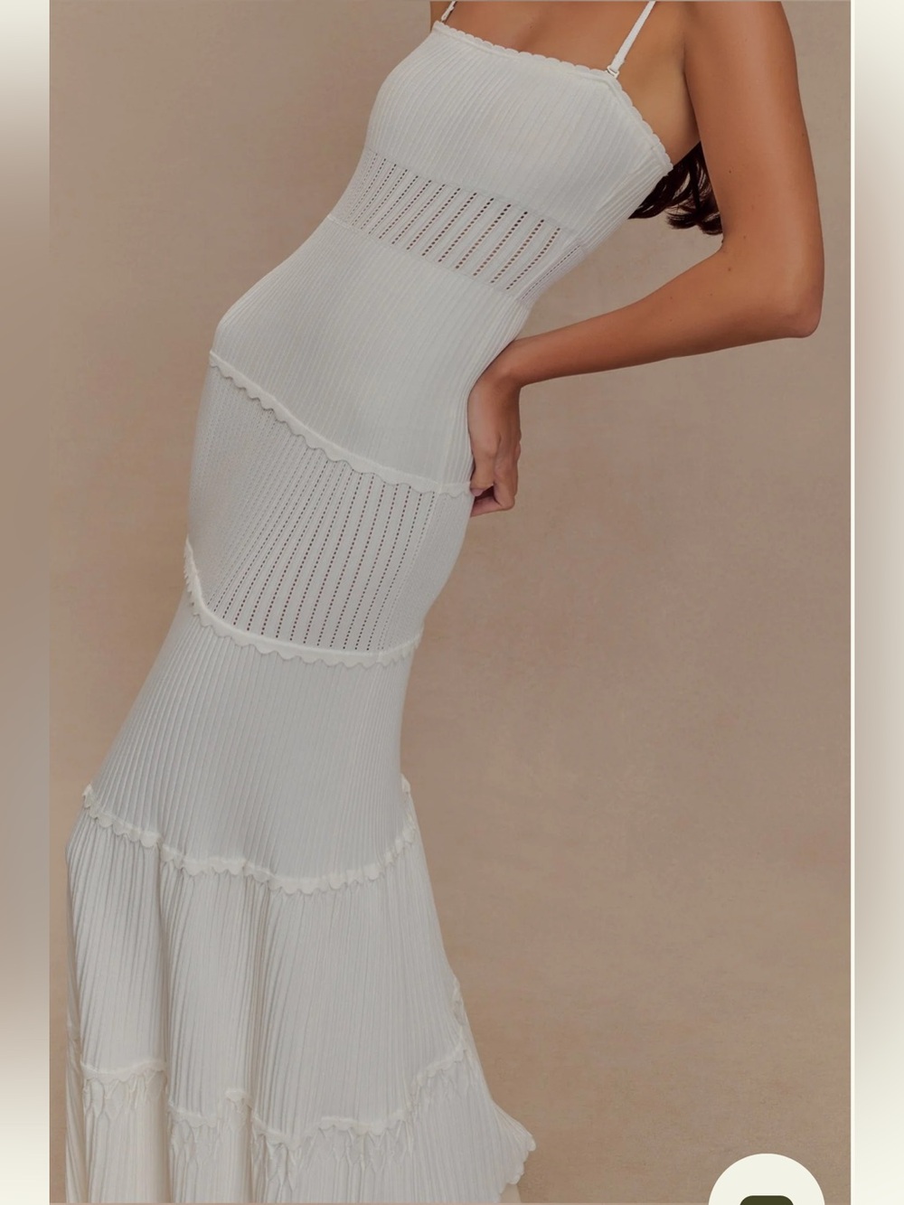 NWT Meshki Finley Pointelle Knit Maxi Dress in Ivory - Picture 3 of 15